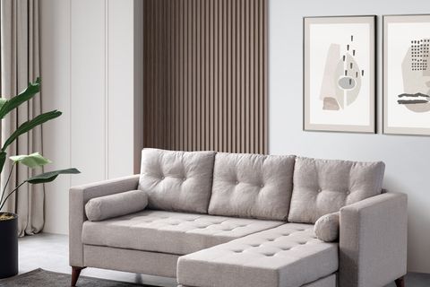 KRAFT MİNDERLİ KETEN KÖŞE KOLTUK, KREM