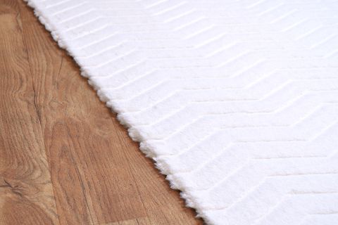 TAPPETO POST PELUŞ HALI, ZİKZAK DESENLİ, BEYAZ, 80X150