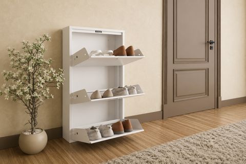 FLEX ÜÇLÜ KİLİTLENEBİLİR METAL AYAKKABILIK, KIRIK BEYAZ