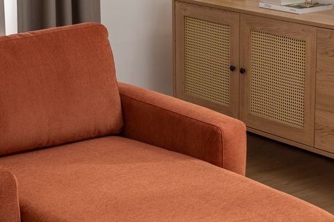 MERLİN DAYBED, İNCE KOL, NATUREL AYAK, KADİFE KUMAŞ, KİREMİT