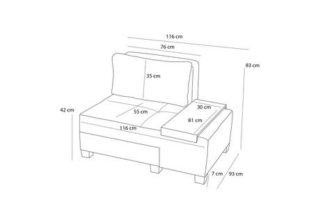 PERENNA YATAKLI TEKLİ KOLTUK, ŞÖNİL, CAPPUCCİNO, SAĞ