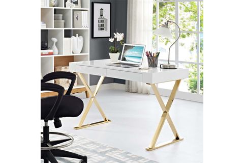 ELİTA GOLD METAL BEYAZ ÇALIŞMA MASASI, BEYAZ