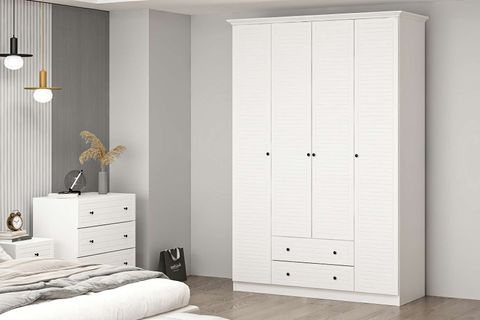 LİVO GARDIROP, BEYAZ, 4 KAPAKLI