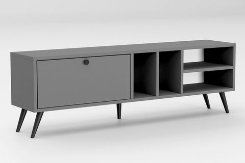 BUKA GENİŞ TEK KAPAKLI TV SEHPASI, ANTRASİT, 140 CM