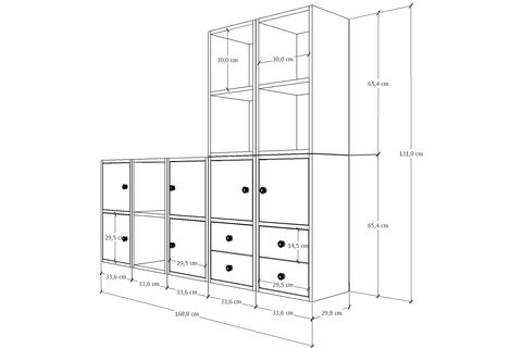 LEKSA 6 KAPAKLI ÇEKMECELİ KİTAPLIK 165 CM BEYAZ KTP-1441-Ç