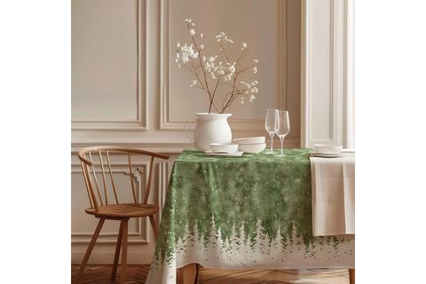 KIŞ ORMANI PAMUK MASA ÖRTÜSÜ, 100X100 CM