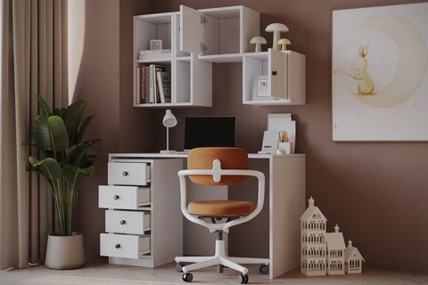 ÇOK FONKSİYONLU MODERN ÇALIŞMA MASASI, KAPAKLI VE ÇEKMECELİ