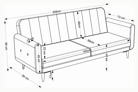 BONA ÜÇLÜ KOLTUK, CEVİZ AYAK, HAKİ