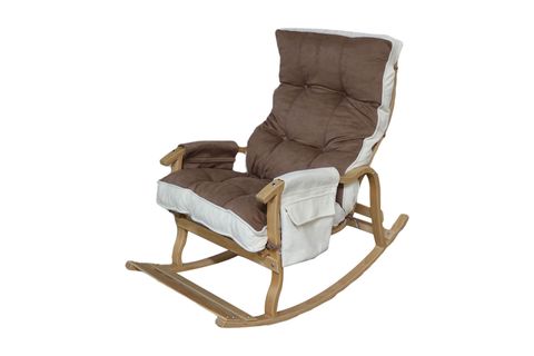 MOSSO AHŞAP ÇİFT MİNDERLİ SALLANAN SANDALYE, KAHVE KREM