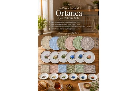 PORLAND ORTANCA 24 PARÇA 6 KİŞİLİK İKRAM, ÇAY VE KAHVALTI TAKIMI