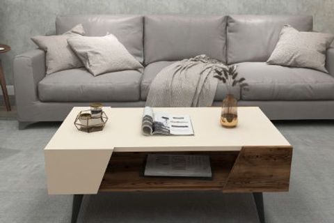 ARNETTİ AREN ORTA SEHPA MODERN SALON SEHPASI, CEVİZ BEJ - AREN