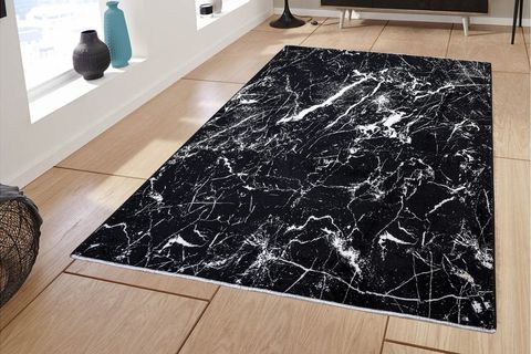 YIKANABİLİR SİYAH MERMER DESEN HALI 200X300