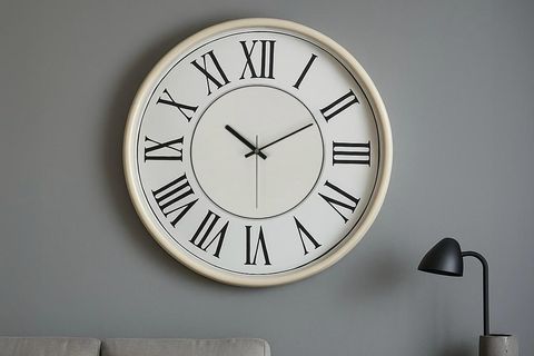 MUYİKA PİANO DUVAR SAATİ, KREM METAL, 55 CM