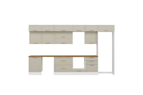 ALVİNKA 410X240 CM KLASİK MEBRAN MUTFAK DOLABI, MB E90S60S60 2 MEBRAN KUMTAŞI SUNTALAM