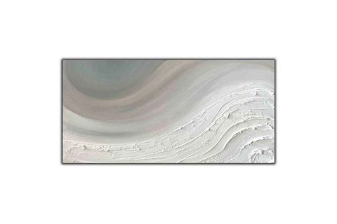 SOYUT BEYAZ VE GRİ TONLU DESENLER ORİJİNAL YAĞLI BOYA TABLO