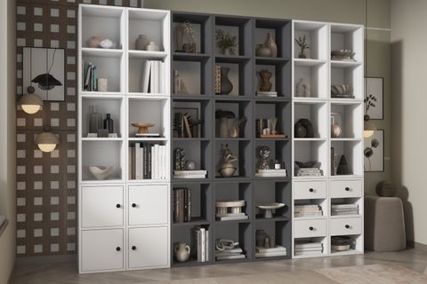 LİNEA PRİZMA ÇOK BÖLMELİ ÇEKMECELİ KAPAKLI MODERN KİTAPLIK NRG KTP 1132