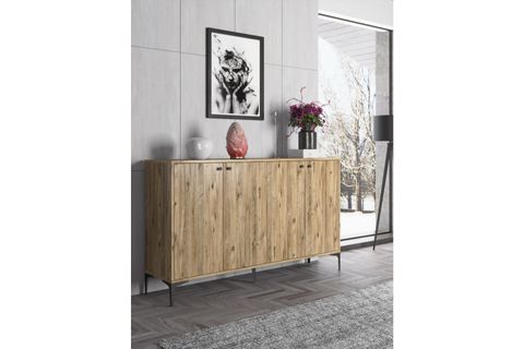 HESTİA 4 KAPAKLI 160 CM KONSOL ATLANTİK ÇAM SİYAH