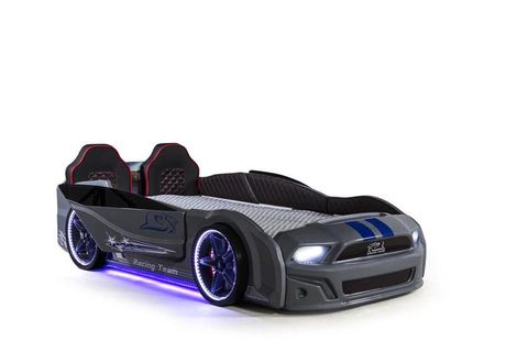 MUSTANG ARABALI FULL LEDLİ KUMANDALI MÜZİKLİ YATAK, GRİ