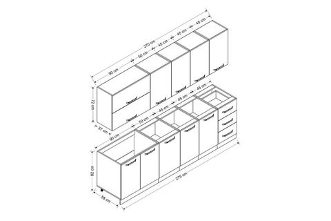 MİNAR VİOLA 275 CM MUTFAK DOLABI BEYAZ 275-B2