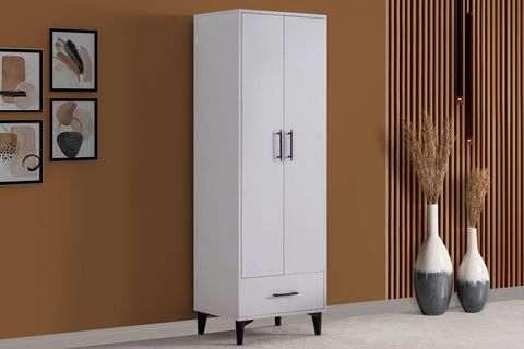 BLESK ÇEKMECELİ GARDIROP, BEYAZ, 2 KAPAKLI