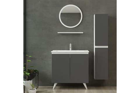 NİKA BANYO DOLABI 85CM AY2K 1YA1R ETJ BOY BEYAZ ANTRASİT