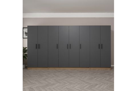 MİNAR KALE GARDIROP 10, 8 KAPAKLI, ANTRASİT