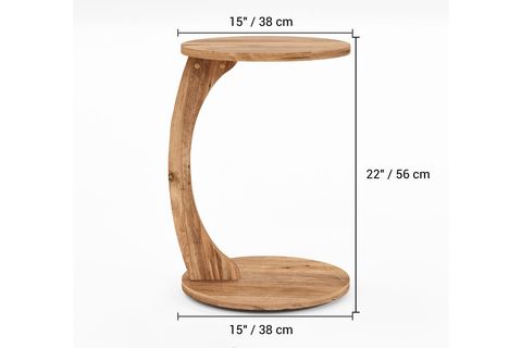 CLEO TEKERLEKLİ C SEHPA TEKERLEKLİ YAN SEHPA, ÇAM