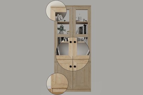 LİSA VİTRİN ÇOK AMAÇLI DOLAP, 4 KAPAKLI, SAFİR MEŞE