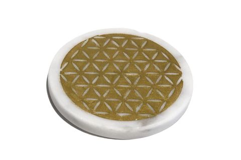 LUX & MARBLE LİFE YAŞAM ÇİÇEKLİ YUVARLAK BARDAK ALTLIĞI, BEYAZ MERMER