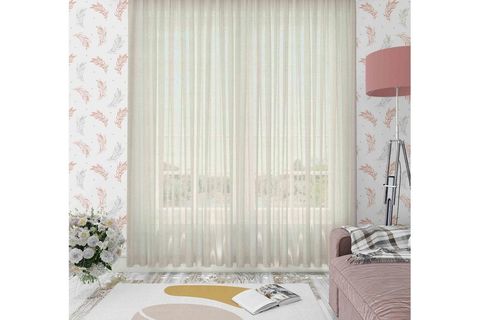 GOCCIA KETEN DÜZ TÜL PERDE PİLESİZ KREM 300X260