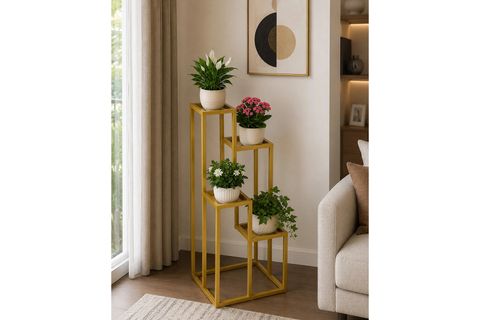PİTHANA GOLD METAL SAKSILIK ÇİÇEK RAFI SAKSI STANDI