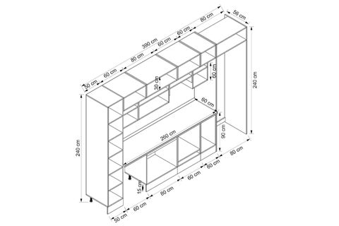 ALVİNKA 390X240 CM KLASİK MEBRAN MUTFAK DOLABI, MBB E80B50S60 1 MEBRAN BEYAZ SUNTALAM