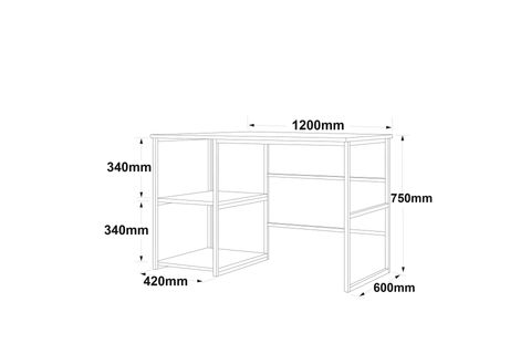 ROBİN HOME ATLANTİS GOLD METAL ÇALIŞMA MASASI RAFLI MERMER DESEN, 120 CM