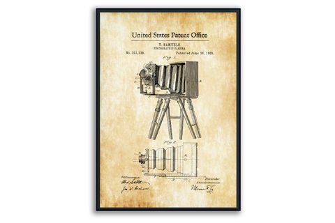 AHŞAP ÇERÇEVELİ VİNTAGE TABLO SETİ, CAMERA, 50X70
