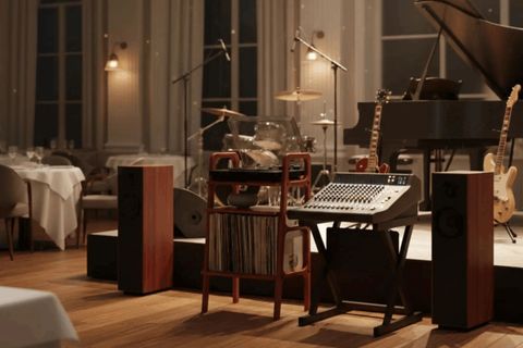 ARİA AHŞAP KİTAPLIK VE PİKAP STANDI, TİK