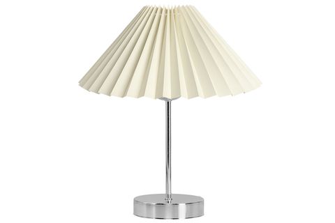 LİORA METAL PİLELİ KREM KUMAŞ ABAJUR, GÜMÜŞ AYAKLI