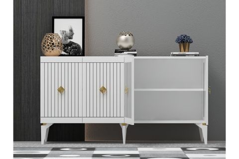 MİDAS KONSOL, BEYAZ ALTIN, 150 CM
