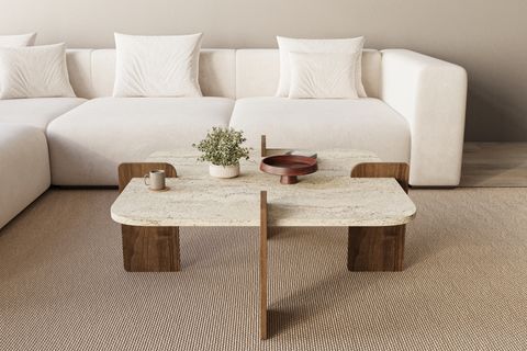 POALLA MODERN MERMER DESEN ORTA SEHPA, KREM