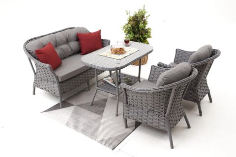 KARDELEN RATTAN İKİLİ OTURMA GRUBU, GRİ