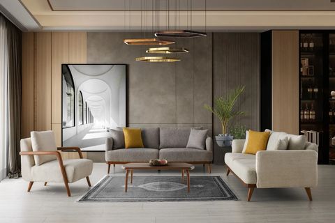 MONZA ÜÇLÜ KOLTUK, KREM KUMAŞ DEĞİŞİMLİ