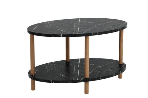 MİYU OVAL ORTA SEHPA, SİYAH MERMER
