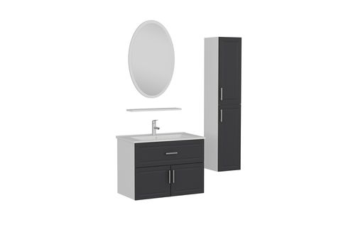SANYA BANYO DOLABI AS2K1Ç68, BEYAZ ANTRASİT, 85CM