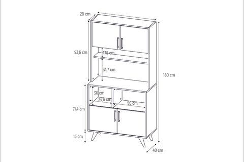 LAVO ÇOK AMAÇLI KAHVE KÖŞESİ DOLABI, 4 KAPAKLI RAFLI
