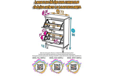 UMAY AYAKLI 72 CM 2 DÜŞER KAPAKLI AYAKKABILIK, ANTRASİT