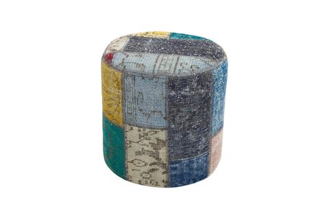 PATCHWORK EL DOKUMA PUF, ZİGZAG DİKİŞLİ