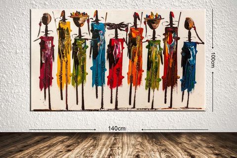 AFRİKALI KADINLAR DEV BOYUT DEKORATİF KANVAS TABLO, 100X140