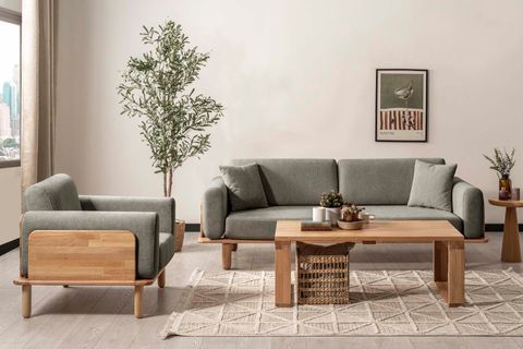DİVA KOLTUK TAKIMI YEŞİL, NATURAL