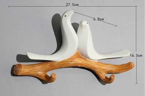 DAL ÜSTÜNDE İKİLİ KUŞ DEKOR ASKILIK, BEYAZ