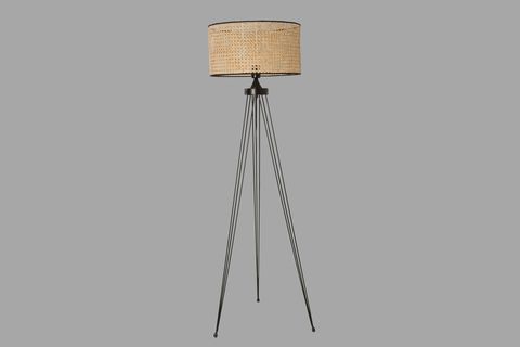 LUMEXX STAR SİLİNDİR RATTAN ABAJURLU LAMBADER, SİYAH
