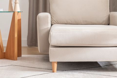 MERLİN DAYBED, İNCE KOL, NATUREL AYAK, KADİFE KUMAŞ, KREM